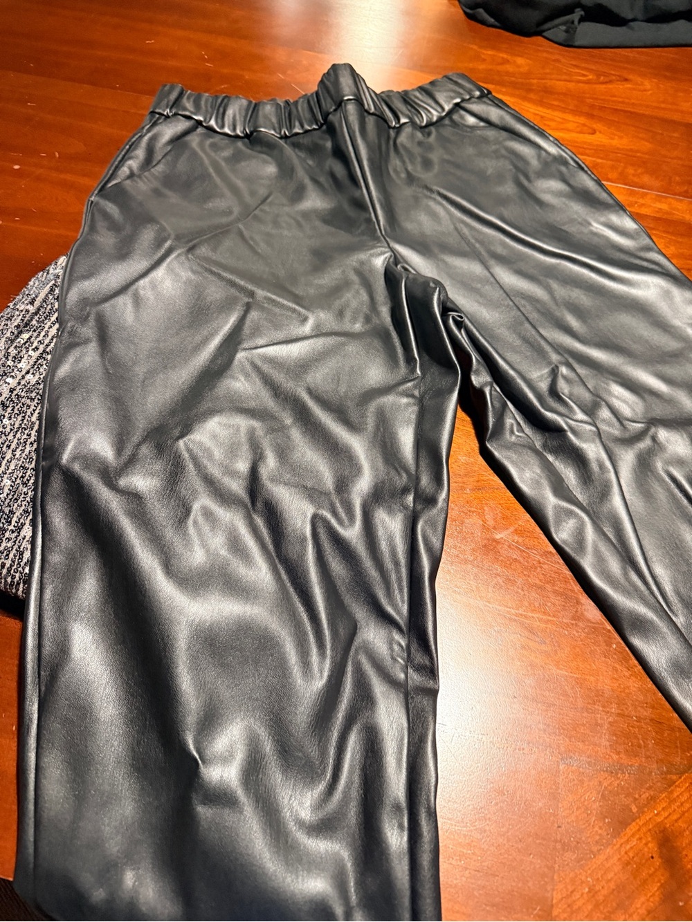 a new day Black Faux Leather Pants Lining